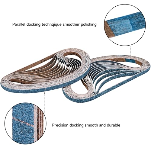 40-Piece Premium 1/2 x 18 Inch Zirconia Sanding Belts 150 Grit - color: 150 Grit, size: 1/2x18 Inch