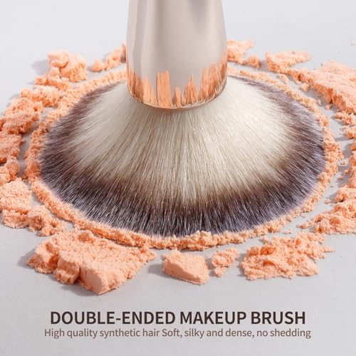MAANGE Foundation Makeup Brushes, 2Pcs Double Ended Makeup Brush for Blending Liquid Powder Concealer Cream Blush Buffe (Gold) - color: Gold-2pcs