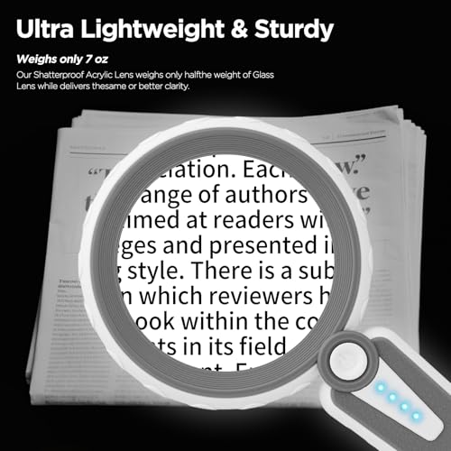 45X Magnifying Glass with Light, Large Rechargeable Magnifier for Reading - color: Elegant Grey
