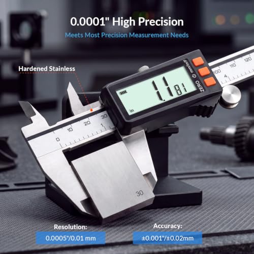 HARDELL Digital Caliper, Rechargeable Calipers with Power Display, 6"