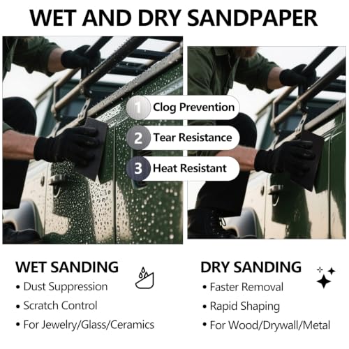 Extra Fine Sandpaper Assortment, Wet Dry Sand Paper 9 x 3.6 Inch - size: 9 x 3-2/3 Inch, style: Extra Fine Grit-20sheets