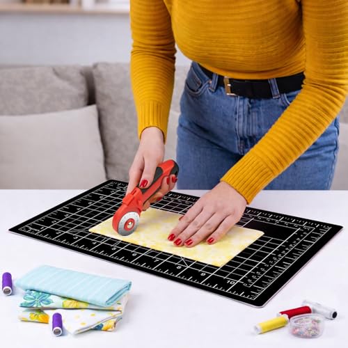 DIYSELF 12in×18in Cutting Mat, A3 Fabric Craft Mat, Paper Craft Tools - color: Black, size: 18"L x 12"W
