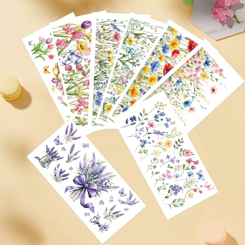 8 Pcs Spring Wildflower Rub-On Transfers for Furniture & Crafts - color: Spring Wildflower