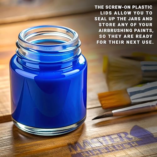 Master Airbrush Pack of 10, TB-003 Empty 3/4 oz. (22cc) Glass Jar Bottles - size: 0.75oz - Glass - 60°