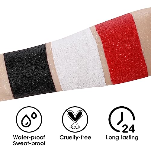 BADCOLOR 3PCS Face Paint Kit Sticks, Black White Red Eye Black Sticks Face Body Paint Makeup for Clown Sports Professional Halloween SFX Makeup Cosplay Joker Zombie Vampire Costume Parties - color: 3PCS Joker