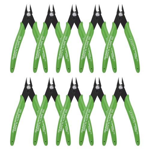 5 Inch Flush Cutters, 10 Pack Small Wire Cutters, Micro Flush Cut Pliers Side Cutters Snips Zip Tie Sprue Cutter for Jewelry Making, Floral, Electronics, Model Craft, Filament, 3D Print - color: 10 Pack