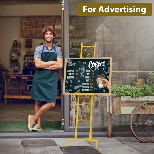58" Gold Easel Stand for Sign, Metal Easel with Chain Support for Painting - style: 2pack-Gold