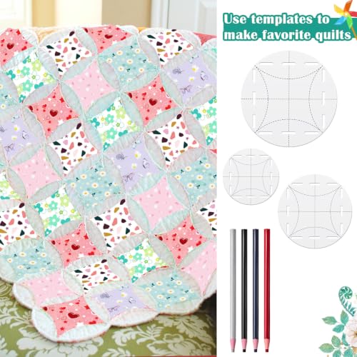 Taiyin 7 Pcs Quilt Circle Template & Washable Pens, Acrylic Circle Ruler