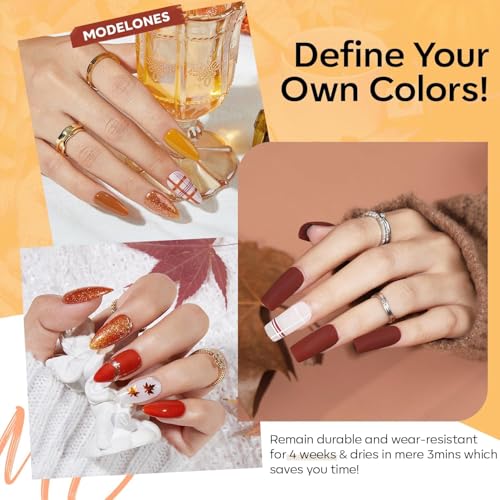 modelones Fall Gel Nail Polish Set, 6 Colors Brown Orange Gold Burgundy - color: A A A0-Fall Memories
