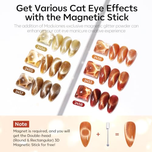 modelones Fall Cat Eye Gel Nail Polish Set Yellow Gold Orange Brown Nude - color: A A A0 Fall Cozy Cat Eye