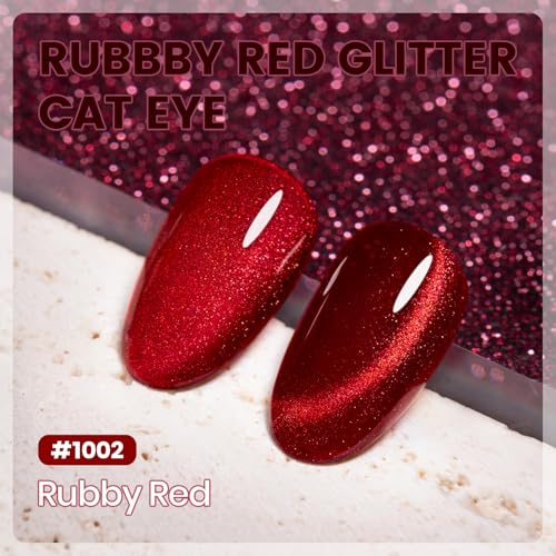RARJSM Cat Eye Gel Nail Polish Diamond Dark Black Wine Red 15ml - color: Dark Wine Red