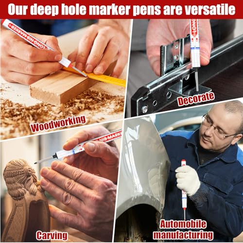 Marspark 24 Pcs 24 Pcs Long Nib Marker Deep Hole Scriber Pen, Red, Black - color: Red, Black