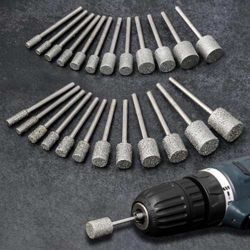 24PCS 46Grit 150Grit Diamond Grinding Bit for Dremel Bits 1/8" Shank - size: 46+150Grit 24Pcs 1/8'' Shank
