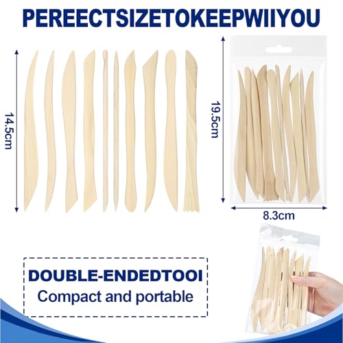 Ferrochef 10 Set 100 Pcs Clay Tools, Beech Sculpting Tools, Classic Style - color: Classic Style, size: Beech