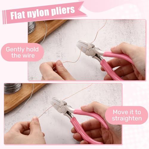 Mudder 2 Packs Nylon Jaw Pliers for Jewelry Making,Pink, Blue - color: Pink, Blue