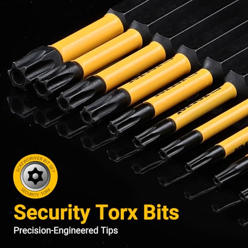 TGFTGF Impact Torx Bit Set 14PCS (TT7-TT40), 1” S2 Steel Security Torx, Tamper Proof Torque Star Bit Set with Magnetic CNC Machined Tips, Impact Screwdriver Bits with Extension Bit Holder Storage Case - size: 1" *13+1PCS