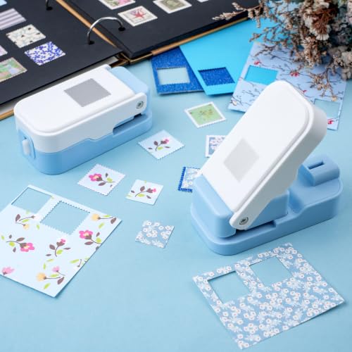 2Pcs Square Stamp Punch, Layering Stamp Cutter Craft Hole Punch - color: 1" & 0.83" Square Stamp Punch Blue