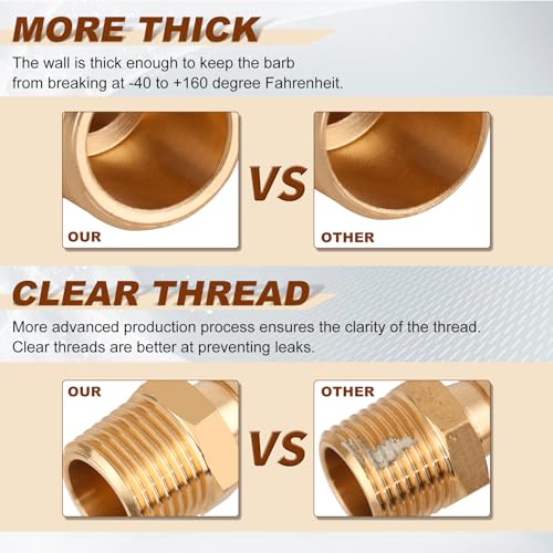 5PCS 1/2" Barb x 1/2" NPT Male Brass Hose Barb Fitting, Air Line Adapter - size: 1/2" Barb to 1/2" NPT Male