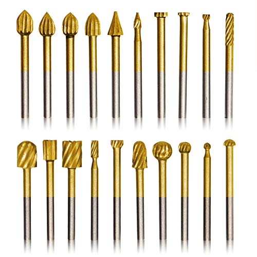 20pcs Rotary Bits Burr Set with 1/8 inch Shank - size: 20 pcs Router Bits