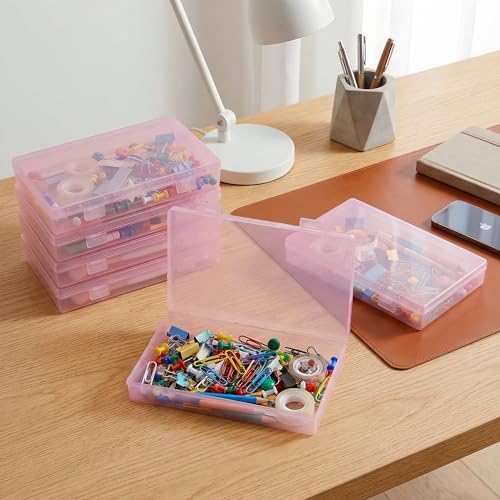 4-Pack Pink Plastic Boxes with Lids for Model Parts - color: Pink