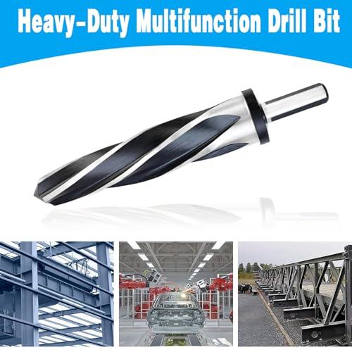 DKIBBITH 1-1/4" Bridge Construction Reamer Drill Bit, M2 HSS Taper Chucking Reamer for Steel Alloy Metal Wood Plastic, 1/2" Non-Slip Shank, 5-Spiral Flutes Car Reamer, to Align or Enlarge Holes, 32mm - size: 1-1/4"