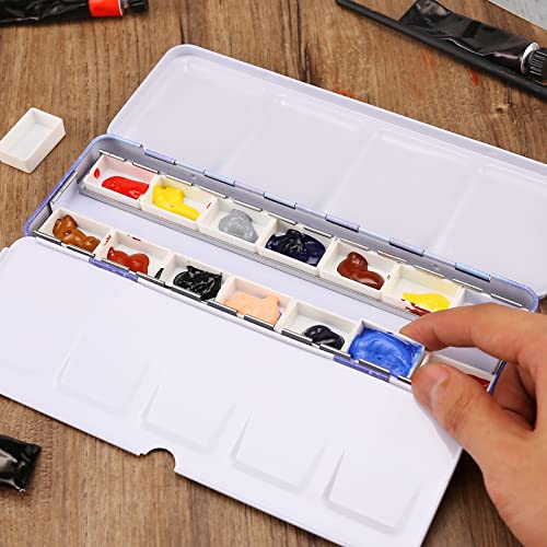 MYARTOOL Empty Watercolor Palette, Empty Watercolor Tin with Fold-Out Palette, Paint Tray Palette with 12 Empty Full Pans for DIY Travel Watercolor Palette, Acrylic Painting - color: Purple, size: 12 PCS Empty Full Pans