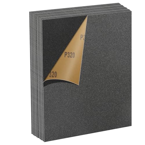 12 Sheets 320 Grit Sandpaper, 9 x 11 Inch Wet Dry Sanding Paper