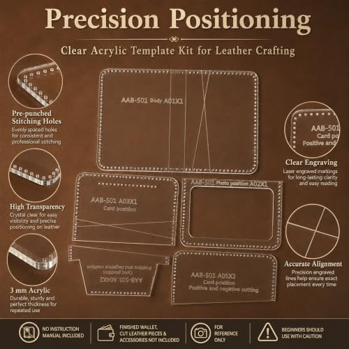 RIVEENY Acrylic Leather Craft Template, DIY Pattern Tool for Coin Purse - color: AAB-501
