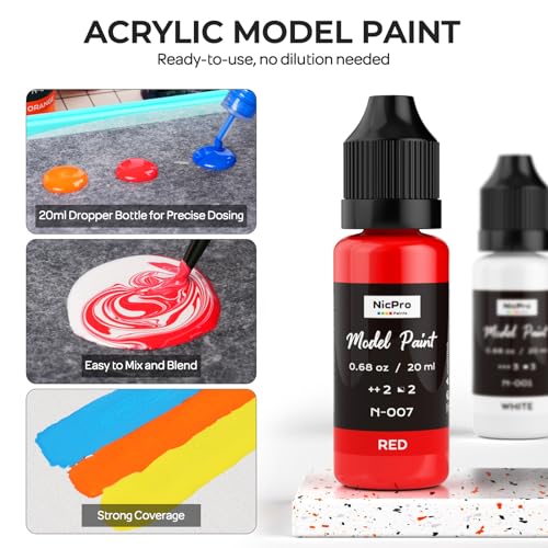 Nicpro 30 Colors Model Paint Set, 20ml Ready to Use Modeling Acrylic Paints - style: 30 Colors Set