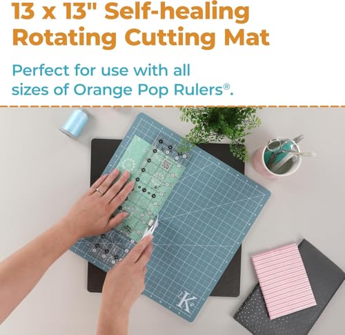Kimberbell 360 Rotating Cutting Mat - Self Healing Mat for Fabric and Crafts, Rotary Cutting Board for Craft, Rotary Fabric Cutting Mat, Quilting Supplies