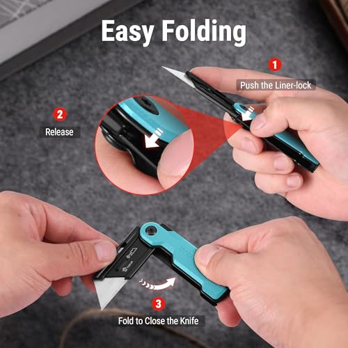 WORKPRO Folding Utility Knife, Quick Change Box Cutter, G10 Handle, Blue - style: Blue-G10 Handle(1 pack)