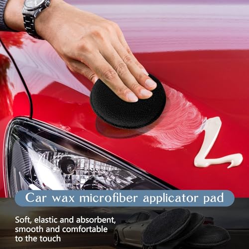 Tanlade 50 Pcs Microfiber Wax Applicator Pads 5 Inch, Black - color: Black