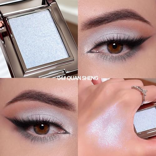 Matte Neutral Single Eye Shadow Palettes Eye Makeup, Light blue Glitter Cream Eyeshadow Palette Makeup, High Pigment Waterproof Nudes Eye Shadow Palettes, For Older Women(04# Pack of 1) - color: H-#04