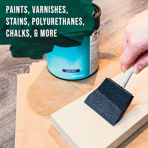 US Art Supply 3 inch Foam Sponge Wood Handle Paint Brush Set, Pack of 15