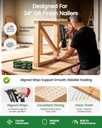 meite 15 Gauge Angled Finish Nails 2 Inch 34 Degree Galvanized 4,800PCS - size: 2" Leg, style: 2 Boxes (4,800PCS)