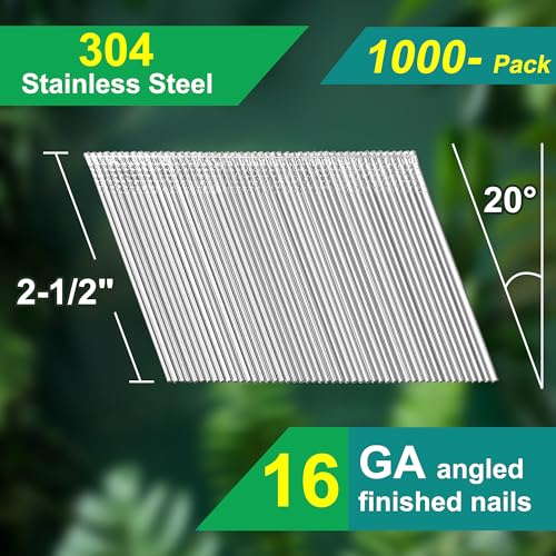16 Gauge 20-Degree Angled Finish Nails 2-1/2 Inch, 1000-Pack - size: 2-1/2"~1000pcs