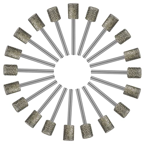 20Pcs 46,150Grit Diamond Burr Bits for Dremel Bits 1/8" Shank Grinding Bits - size: 46+150Grit 20Pcs 1/8'' Shank