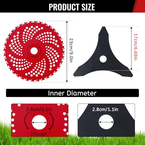 9" 36T Carbide & 10" 3T Brush Cutter Blades with Universal Adapter Kit