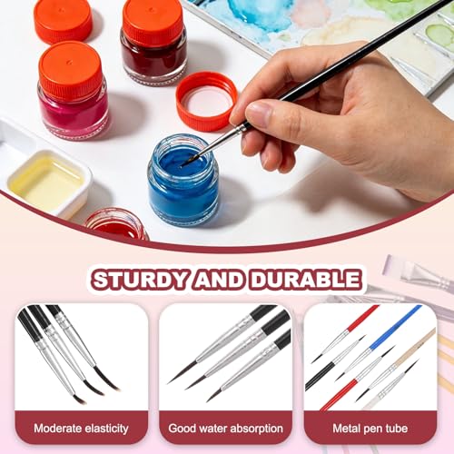 MECCANIXITY 30Pcs Fine Pointed Miniature Paint Brushes(Black #0/#00/#000) - color: Black, size: #0/#00/#000