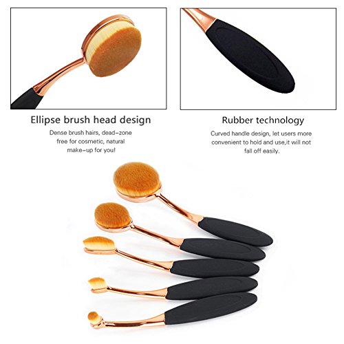 Yoseng Oval Foundation Brush 5 Pcs Toothbrush makeup brushes Fast Flawless Application Liquid Cream Powder Foundation - style: Style A