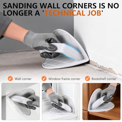 Drywall Corner Sander, Hook and Loop Sanding Tool with 12Pcs Sanding Discs - style: 12Pcs MixGrit