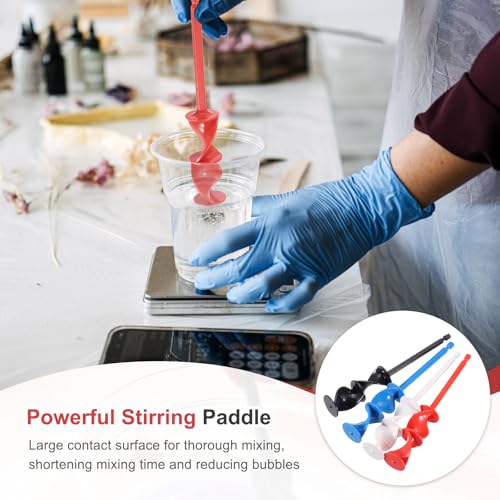 MECCANIXITY 4 Pcs Drill Paint Mixer Epoxy Resin Mixer Helix Reusable Silicone Paint Stirrer Attachment for Power Tool Drills Mixing Resin Pigment Epoxy Silicone(Red/Blue) - color: Red/Blue