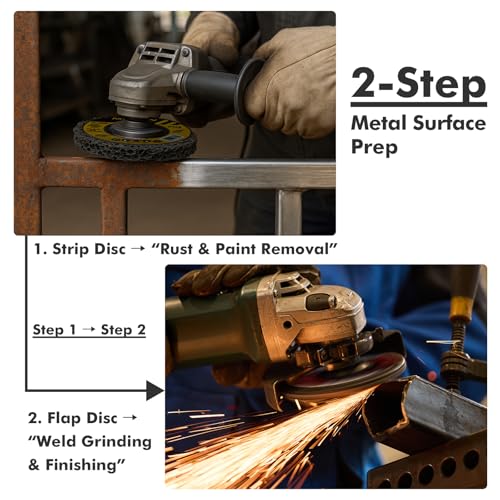 25 Pack Strip & Flap Disc Combo Set for Angle Grinder Includes 5 Strip Discs and 20 Flap Discs (40/60/80/120 Grit), 4.5 Inch Grinding Wheels for Rust Removal, Paint Stripping, Weld Finishing on Metal - style: Standard Mix