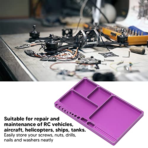 Magnetic Screw Tray, Anti Loss Parts Organizer with Magnetic Pads (Purple) - color: Purple