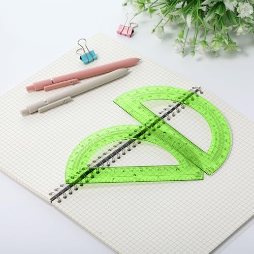 Zonon 2 Pcs 6 Inch Plastic Protractor 180° Math Protractors, Green - color: Green