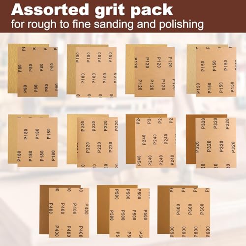 SPEEDWOX 1/4 Sheet Sandpaper Sheets 25PCS Premium Sand Paper 180 Grit Sanding Sheets 5.5" x 4.5" Sandpaper for Wood Metal Automotive Furniture Woodworking Clip-On, Hand Sanding Blocks - style: 180 Grits