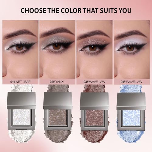Matte Neutral Single Eye Shadow Palettes Eye Makeup, Light blue Glitter Cream Eyeshadow Palette Makeup, High Pigment Waterproof Nudes Eye Shadow Palettes, For Older Women(04# Pack of 1) - color: H-#04