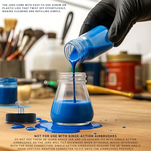 Master Airbrush Pack of 10, TB-010 Empty 2.7 oz. (80cc) Glass Jar Bottles - size: 2.7oz - Glass - 30°