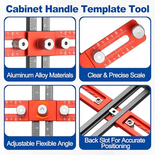 HARFINGTON Adjustable Cabinet Hardware Jig Cabinet Handle Template Tool - color: Orange