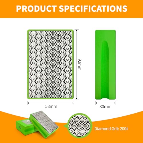 Diamond Hand Polishing Pads,200 Grit Diamond Sanding Pads - color: orange